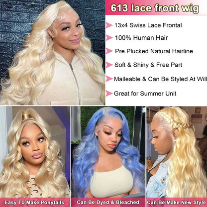 Body Wave 613 Hd Lace Frontal Wig 13x6 Human Hair Wigs 13x4 Transparent Lace Honey Blonde Glueless Wigs For Women 180 Density