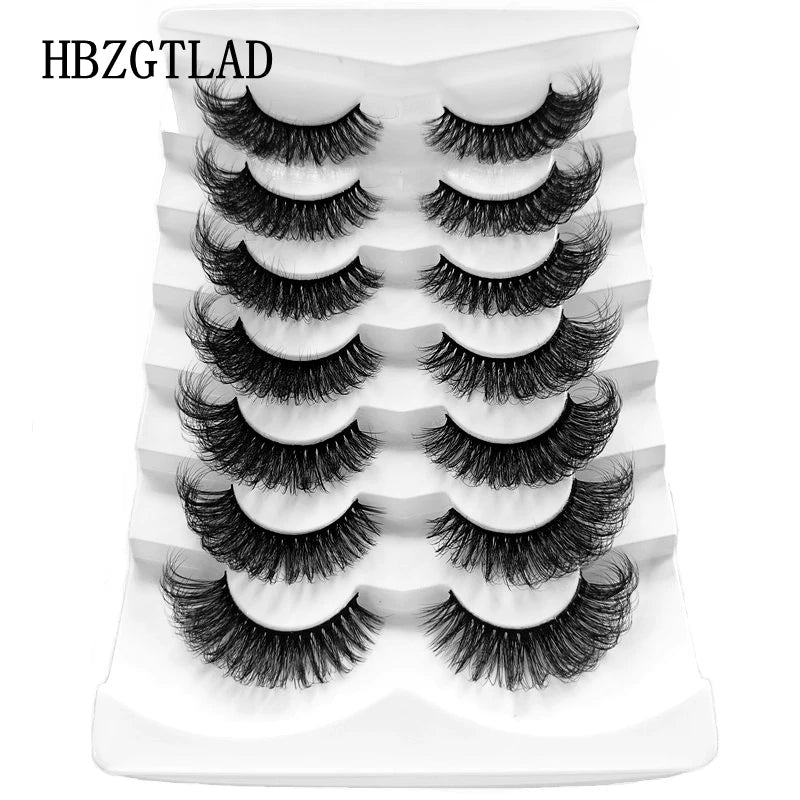 NEW 5/6/7/8 Pairs Natural Long Mink False Eyelashes Cross Dense Handmade Cotton Stalk 25mm Lashes Make-up Mink Beauty Eyelashes