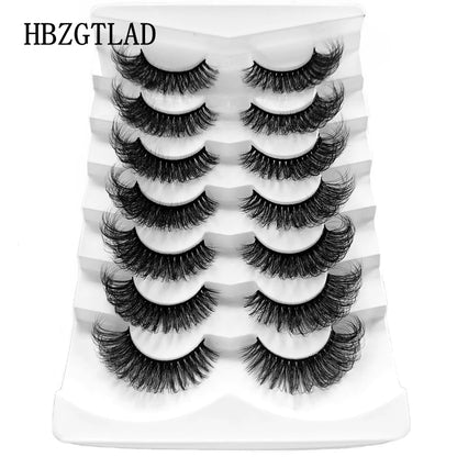 NEW 5/6/7/8 Pairs Natural Long Mink False Eyelashes Cross Dense Handmade Cotton Stalk 25mm Lashes Make-up Mink Beauty Eyelashes