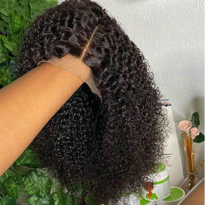 Kinky Curly Bob Cheap Wig Lace Frontal Human Hair Wigs 100% Brazilian Glueless Short Water Curly ForWomen 180Density Wear And Go