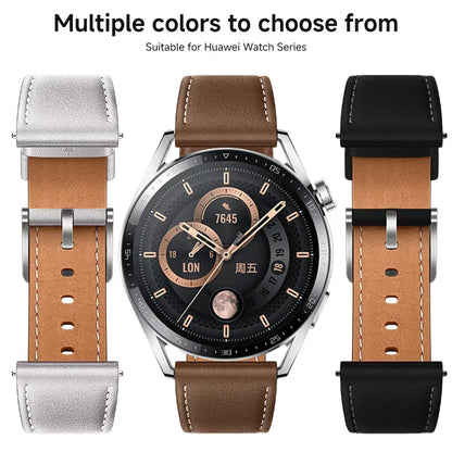 22mm 20mm Leather Strap For HUAWEI WATCH GT 5 46mm WATCH 5 Pro GT 3 GT2 Pro 46mm Buds Band Watchbands Soft Replacement Wristband