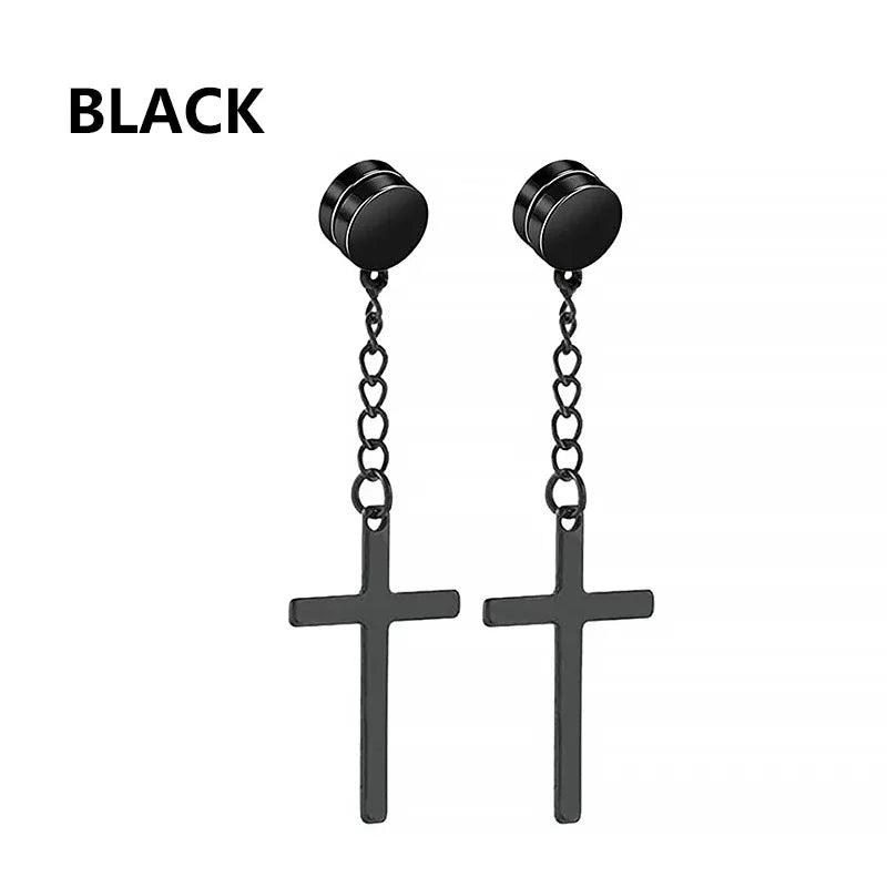 1Pair Fashion Cross Fake Earrings