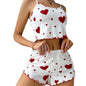 Women's Pajamas Set Sleepwear 2 PCS Short Tank Tops And Shorts S M L White Ventilate Soft Casual Love Printing