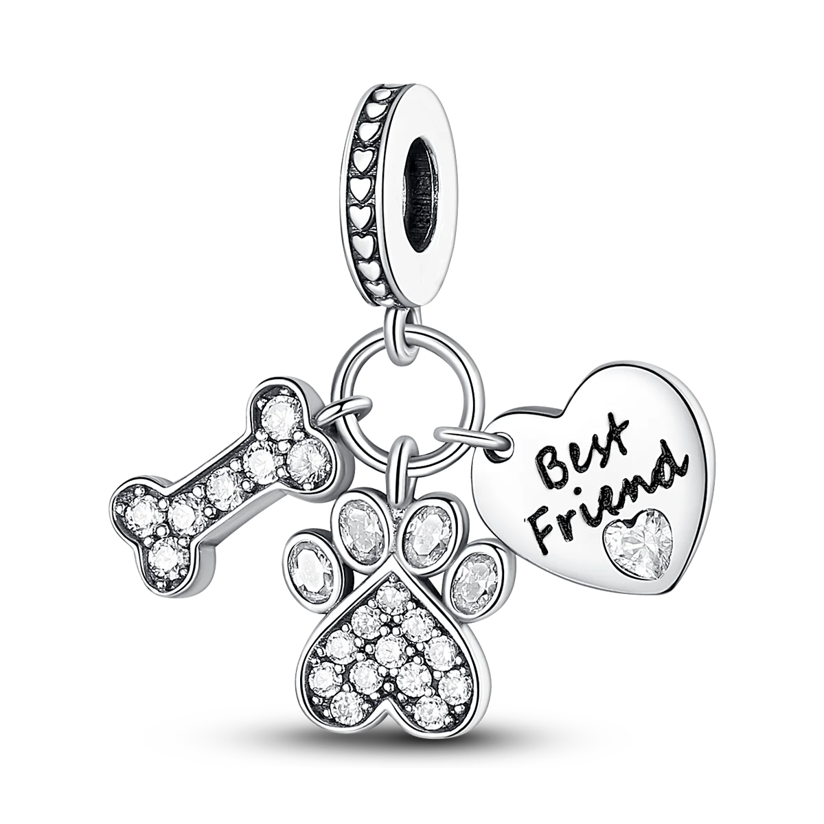 Dog Pet Charms 925 Silver Doggy Paw French Bulldog Bones Beads fit Original Pandora Bracelet DIY Fine Jewelry