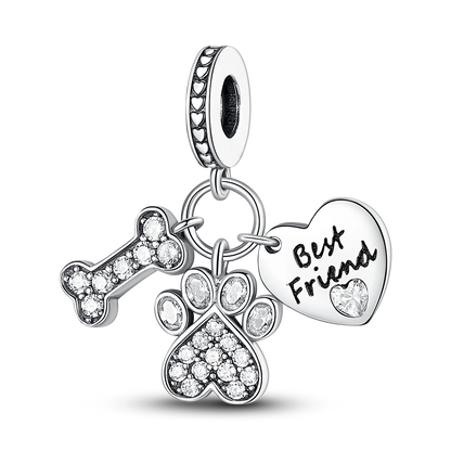 Dog Pet Charms 925 Silver Doggy Paw French Bulldog Bones Beads fit Original Pandora Bracelet DIY Fine Jewelry