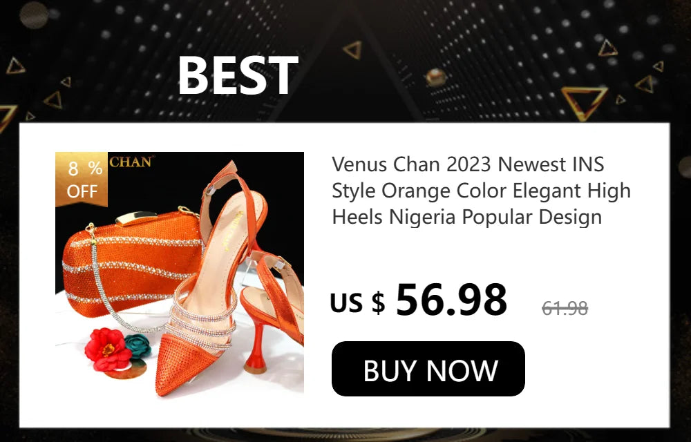 Venus Chan Italian Design Rhinestone-encrusted Ladies Party Shoes And Special Bag High Heels And Dual Purpose Bag Women's Shoes