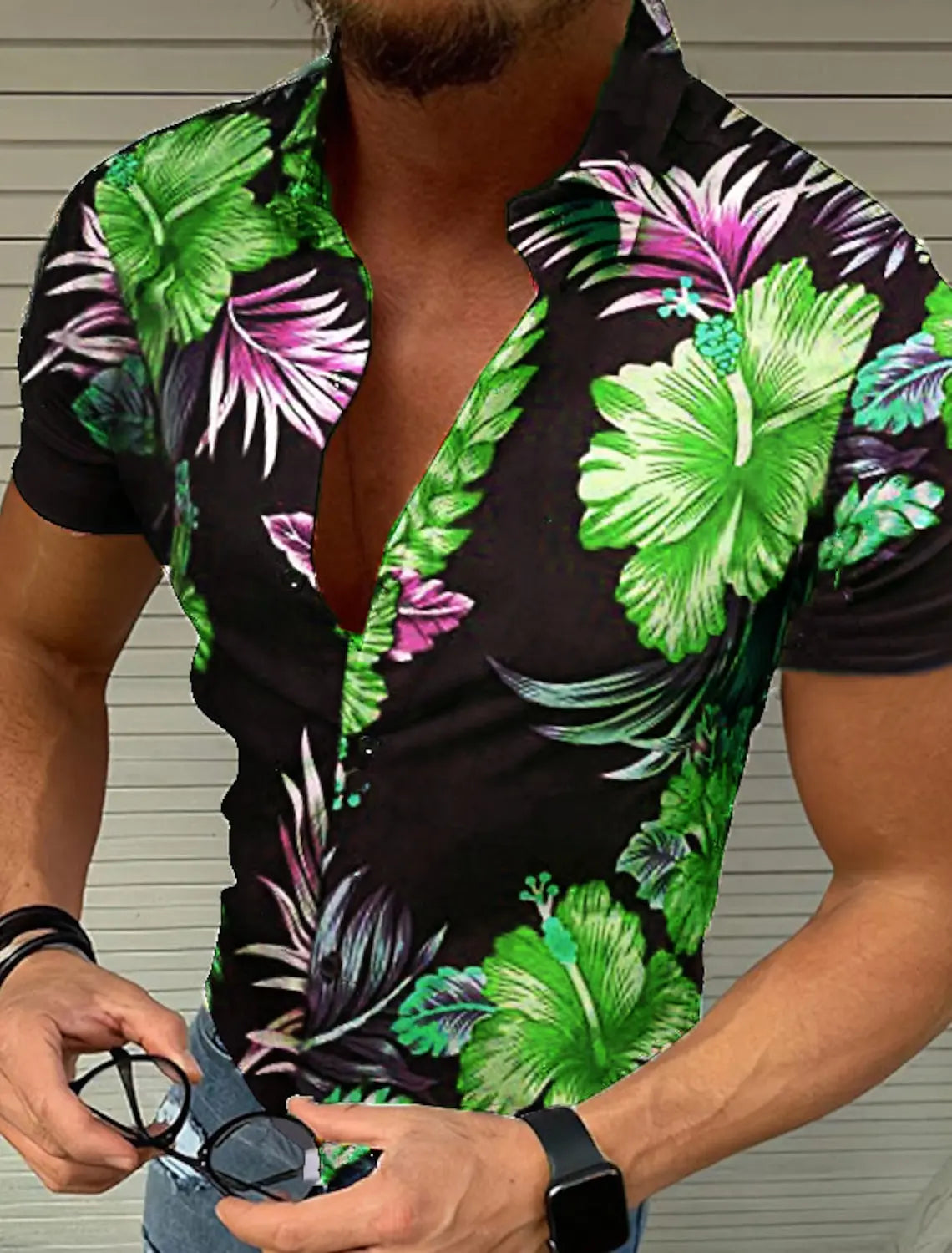 Men's Shirt Button Summer Floral Shirts for Men Street 3d Print Plus Size Hawaiian Shirts Beach Breathable Short Sleeve