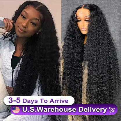 HD Transparent Deep Wave Frontal Wig 13x4/13x6 Curly Lace Front Human Hair Wigs For Women Wet And Wavy Water Closure Wig