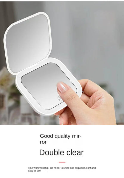 Mini Portable Folding Makeup Mirror Led Lights Magnifying Compact Pocket Travel Aesthetic Vanity Mirrors Make Up Tools