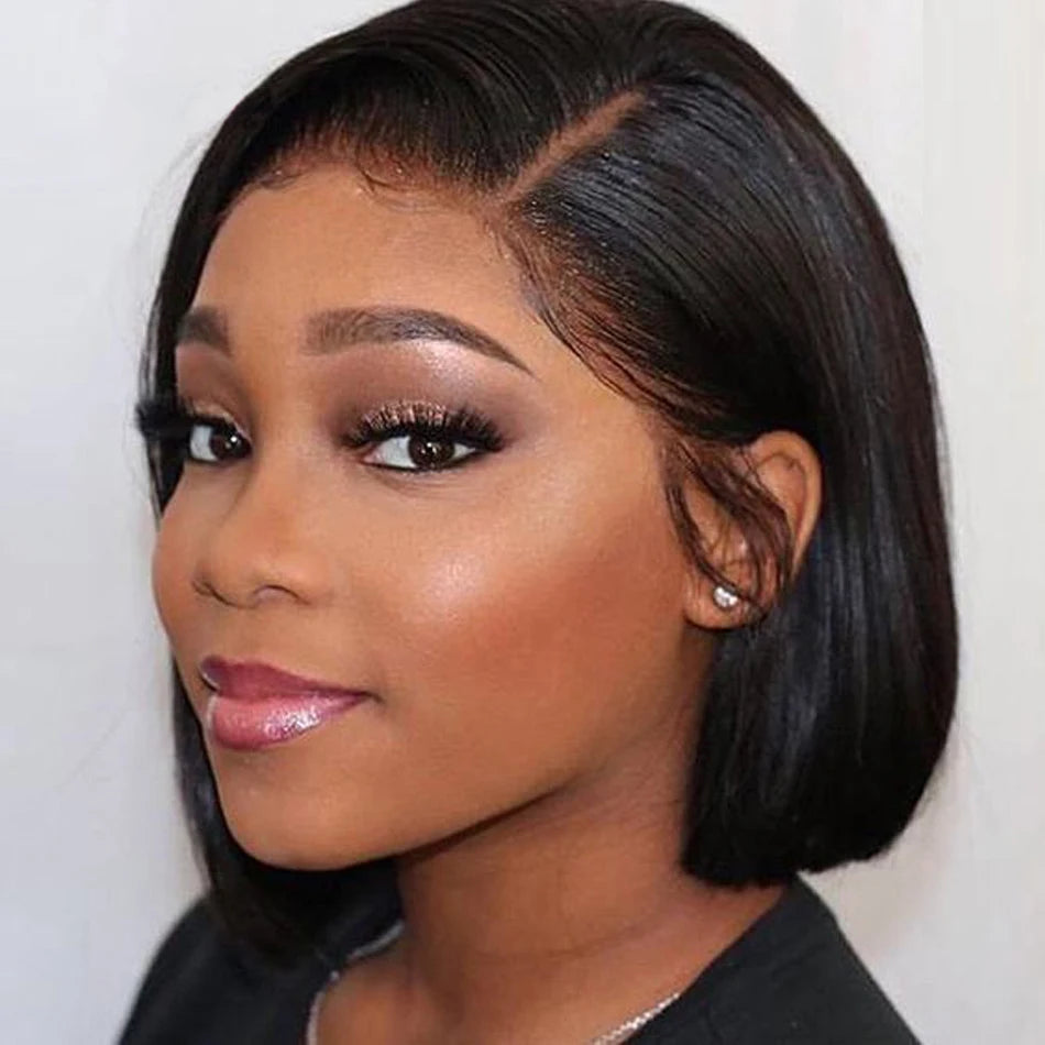 Bone Straight Short Bob Wigs Glueless Lace Front Human Hair Wigs 13x4 HD Transparent Lace Frontal Wig for Women Pre Plucked 180%