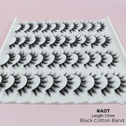 Abestyou 8mm 20Pairs Invisible Strip Soft Clear Band 3D Faux Mink Wispy Eyelash Korea High Quality Short Reusable Lashes Make-up