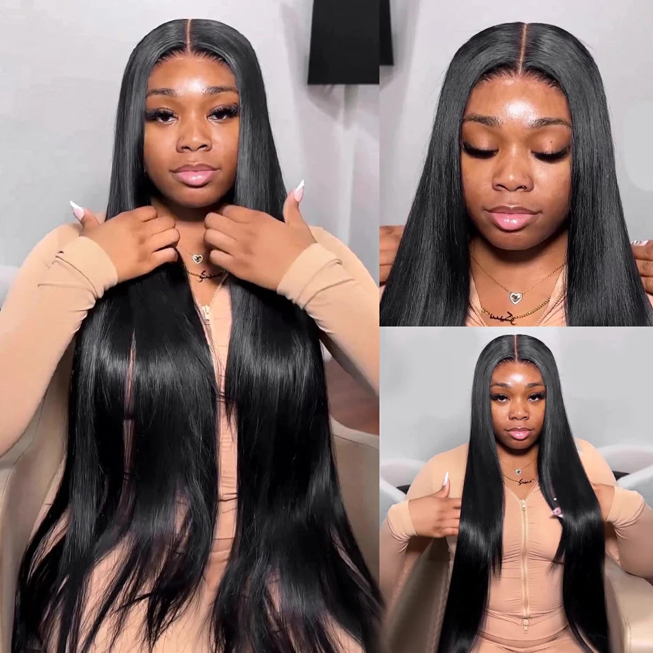 Pre Cut Glueless Wigs Human Hair Ready To Wear And Go Preplucked Straight 13x6 HD Lace Frontal Wig Human Hair For Women 40 Inch