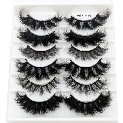 NEW 5/6/7/8 Pairs Natural Long Mink False Eyelashes Cross Dense Handmade Cotton Stalk 25mm Lashes Make-up Mink Beauty Eyelashes