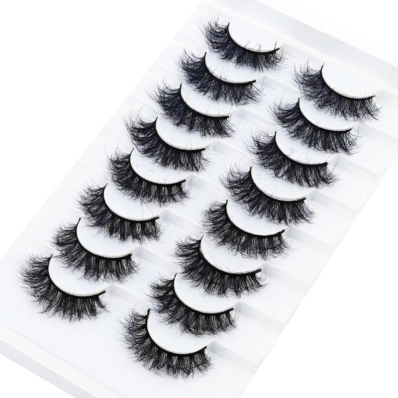 NEW 5/6/7/8 Pairs Natural Long Mink False Eyelashes Cross Dense Handmade Cotton Stalk 25mm Lashes Make-up Mink Beauty Eyelashes