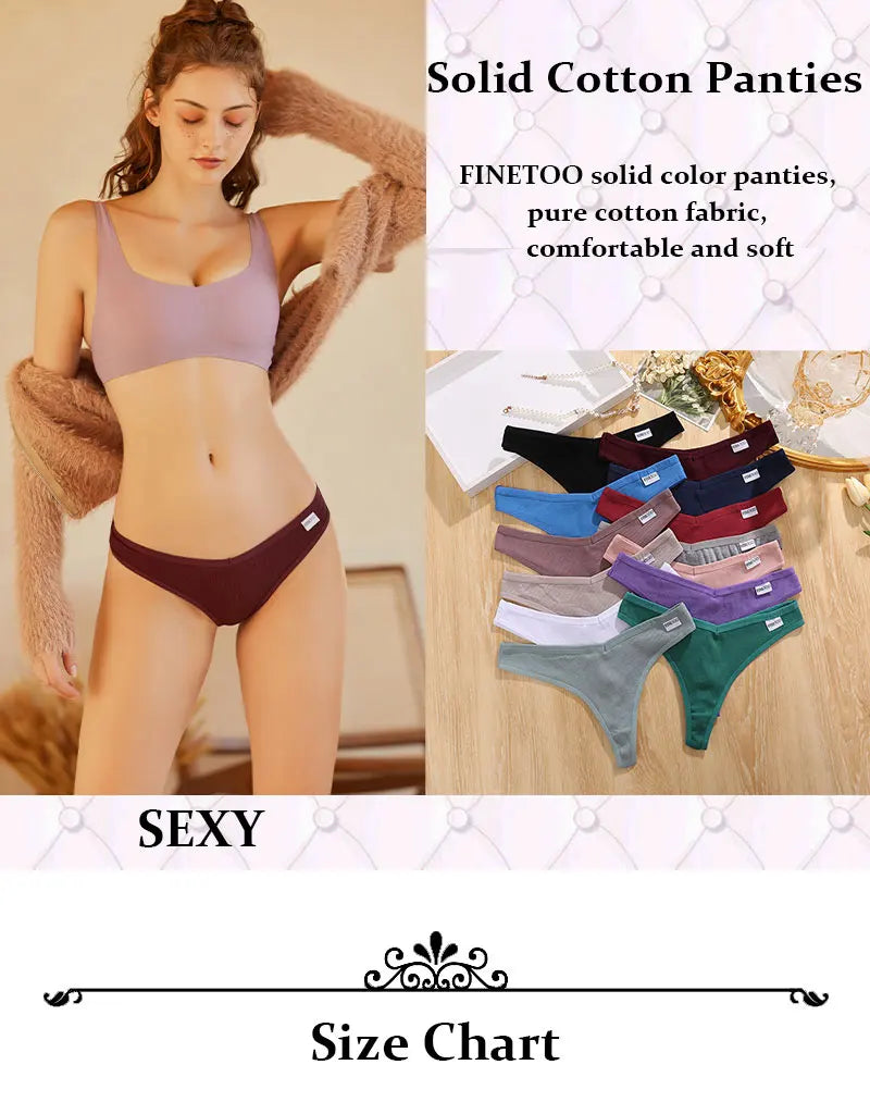 3Pcs/Set Women Sexy Cotton Thongs Solid V-Waist Stripe Lady Panties Breathable G-String Soft Underwear Female Intimates Lingerie