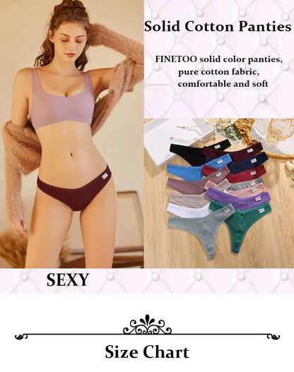 3Pcs/Set Women Sexy Cotton Thongs Solid V-Waist Stripe Lady Panties Breathable G-String Soft Underwear Female Intimates Lingerie