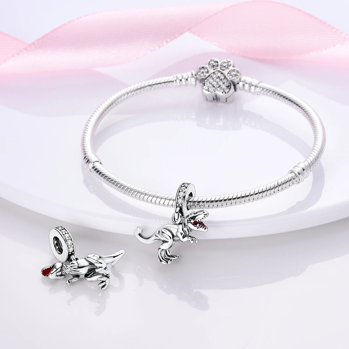 Dog Pet Charms 925 Silver Doggy Paw French Bulldog Bones Beads fit Original Pandora Bracelet DIY Fine Jewelry