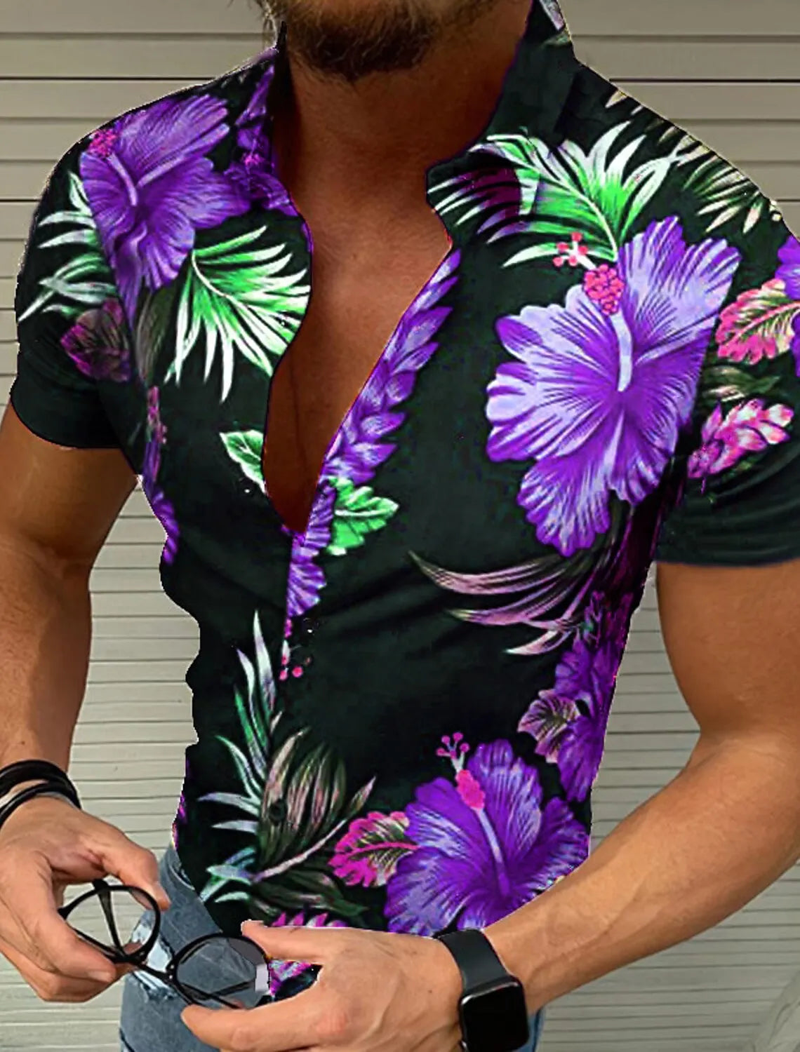 Men's Shirt Button Summer Floral Shirts for Men Street 3d Print Plus Size Hawaiian Shirts Beach Breathable Short Sleeve