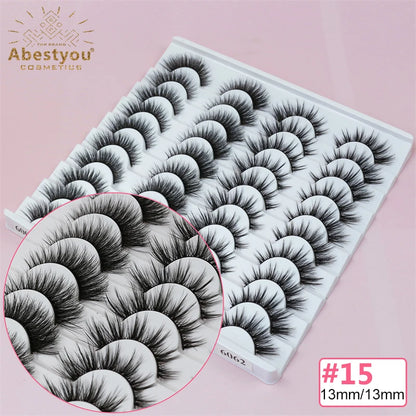 Abestyou 8mm 20Pairs Invisible Strip Soft Clear Band 3D Faux Mink Wispy Eyelash Korea High Quality Short Reusable Lashes Make-up