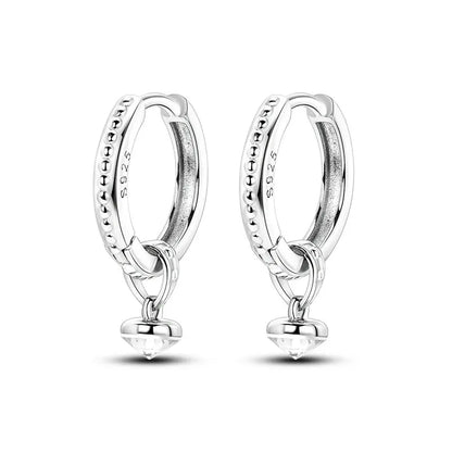 2024 New Sterling Silver S925 Zircon Round Hoop Personality Anti-Lnset Earrings Simple Fine Jewelry For Women Girls Party Gifts