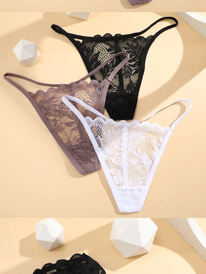 6Pcs/Set Lace Thong For Women Low Rise Soft Intimates Lingerie Sexy Lace Panties Color Ladies Comfortable Underpants Girls Panty