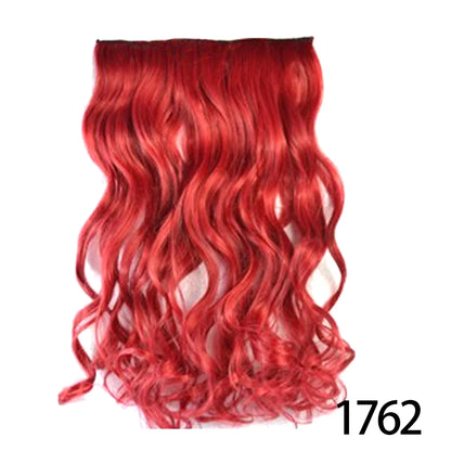 Synthetic Long Wavy 5 Clip In Hair Extensions 22Inch Synthetic Fiber Heat Resistant Hairpiece Black Pink False Hair Daily Use