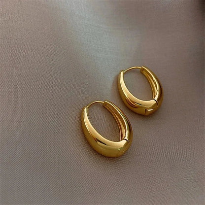 2024 New Classic Copper Alloy Smooth Metal Hoop Earrings For Woman Fashion Korean Jewelry Temperament Girl's Daily Wear earrings