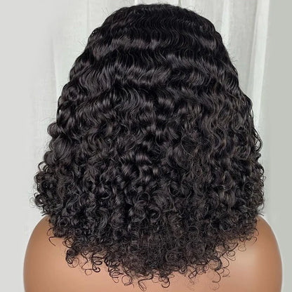 13X4 Short Bob Wig Brazilian Water Wave Lace Frontal Human Hair Wigs for Women Perruque Cheveux Humains Deep Curly Hair On Sale