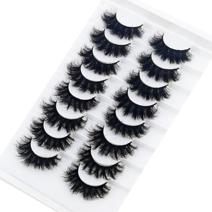 NEW 5/6/7/8 Pairs Natural Long Mink False Eyelashes Cross Dense Handmade Cotton Stalk 25mm Lashes Make-up Mink Beauty Eyelashes