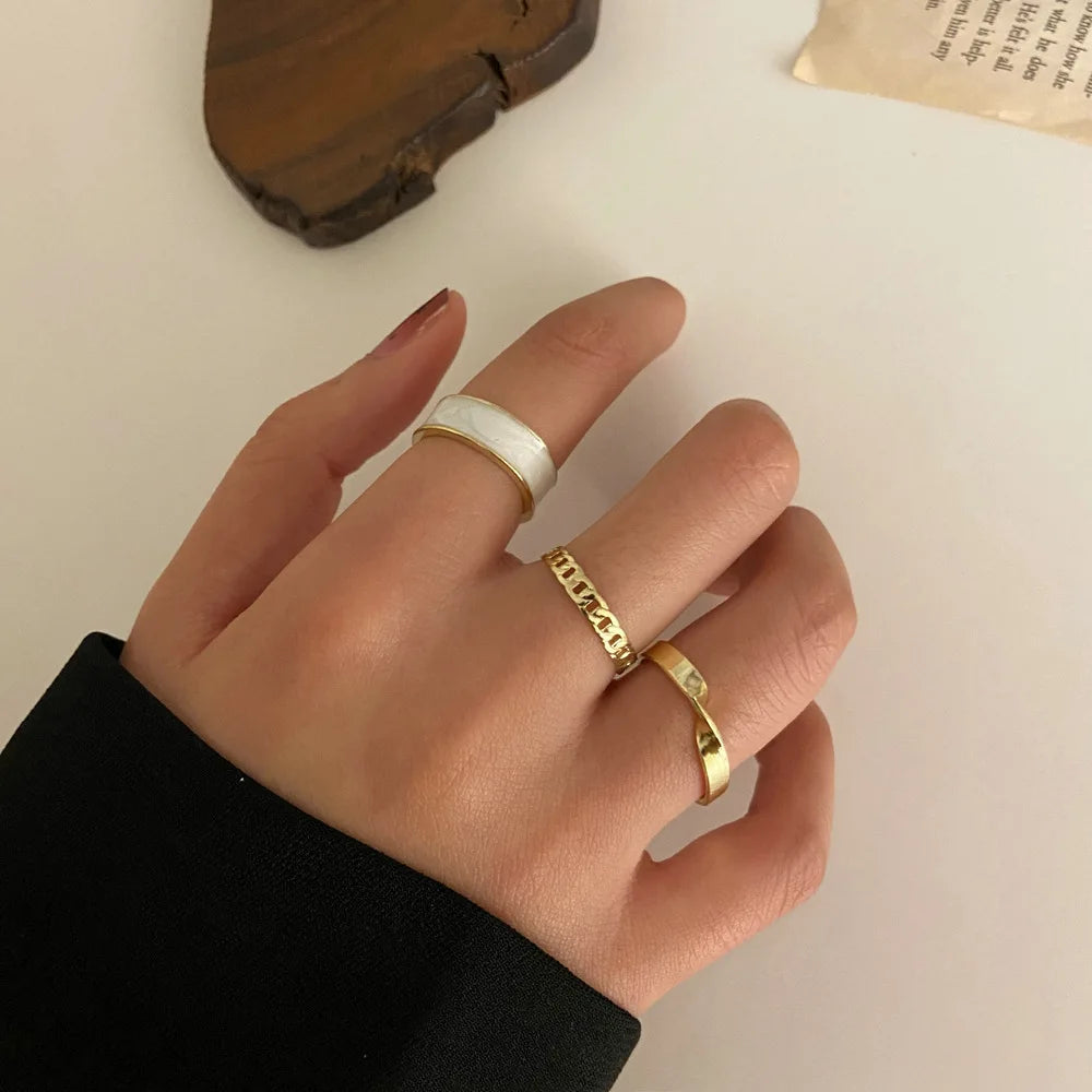 LETAPI 2024 New Fashion Bohemian Heart Ring Set For Women Crystal Stars Moon Flower Love Geometric Finger Vintage Jewelry Gifts