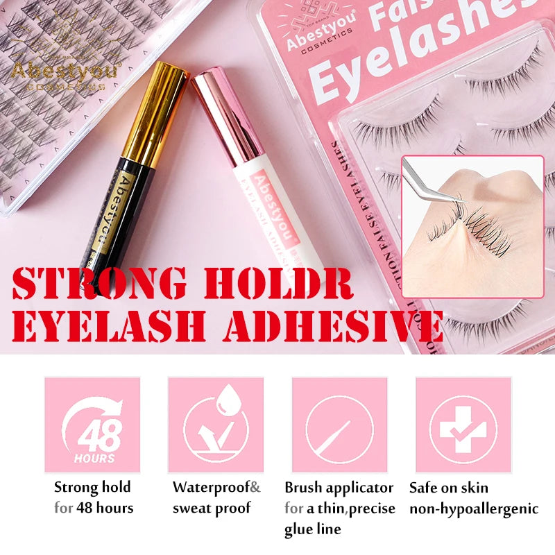 Abestyou 8mm 20Pairs Invisible Strip Soft Clear Band 3D Faux Mink Wispy Eyelash Korea High Quality Short Reusable Lashes Make-up