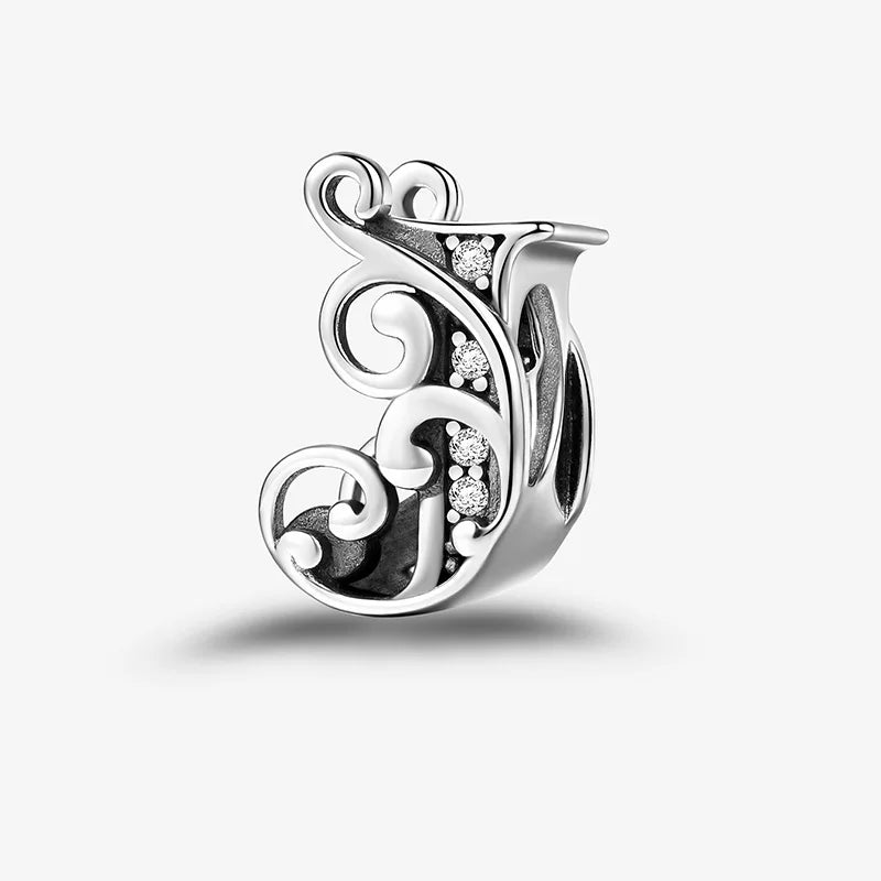 925 Sterling Silver Zircon Simple Vine 26 Letters Pendants Bead Fit Diy Bracelet Necklace Making Gift Of High Quality Jewelry