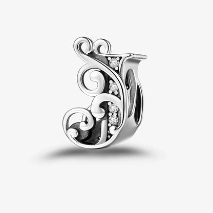 925 Sterling Silver Zircon Simple Vine 26 Letters Pendants Bead Fit Diy Bracelet Necklace Making Gift Of High Quality Jewelry