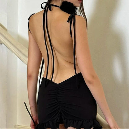 High end Sexy Open Back Lace up Slim Fit