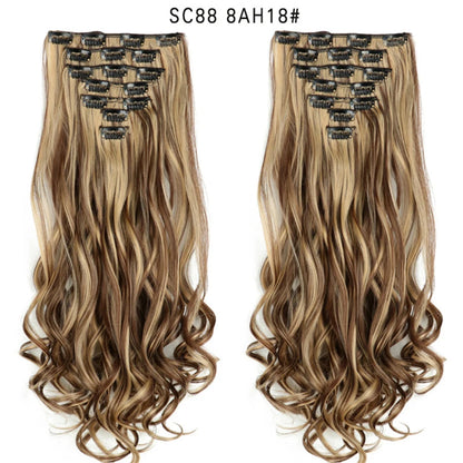 LINWAN Hair 22inch Ombre Hair Long Curly Hair Extension 16 Clips High Tempreture Synthetic Hairpiece Clip In Hair Extensions