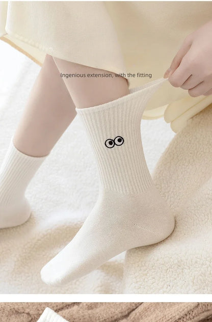 New Cool Women White Cute Funny Socks Set Cartoon Lady Autumn Winter Female Girl Kawaii Sport Short Socks For Women