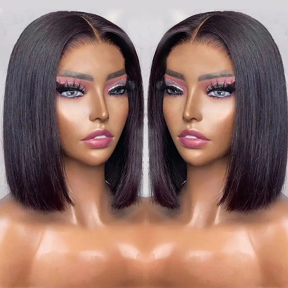 Wear And Go Glueless Straight Bob Wig Lace Front Human Hair Wigs For Women Peruvian Lace Frontal Wig perruques cheveux humains