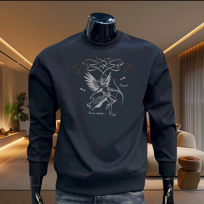 2024 Men's Black Sweatshirt Trendy Graphic Top Vintage Long Sleeve T-shirt Daily Home Casual Oversized White Top S-5XL