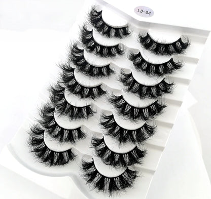 NEW 5/6/7/8 Pairs Natural Long Mink False Eyelashes Cross Dense Handmade Cotton Stalk 25mm Lashes Make-up Mink Beauty Eyelashes