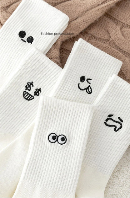 New Cool Women White Cute Funny Socks Set Cartoon Lady Autumn Winter Female Girl Kawaii Sport Short Socks For Women