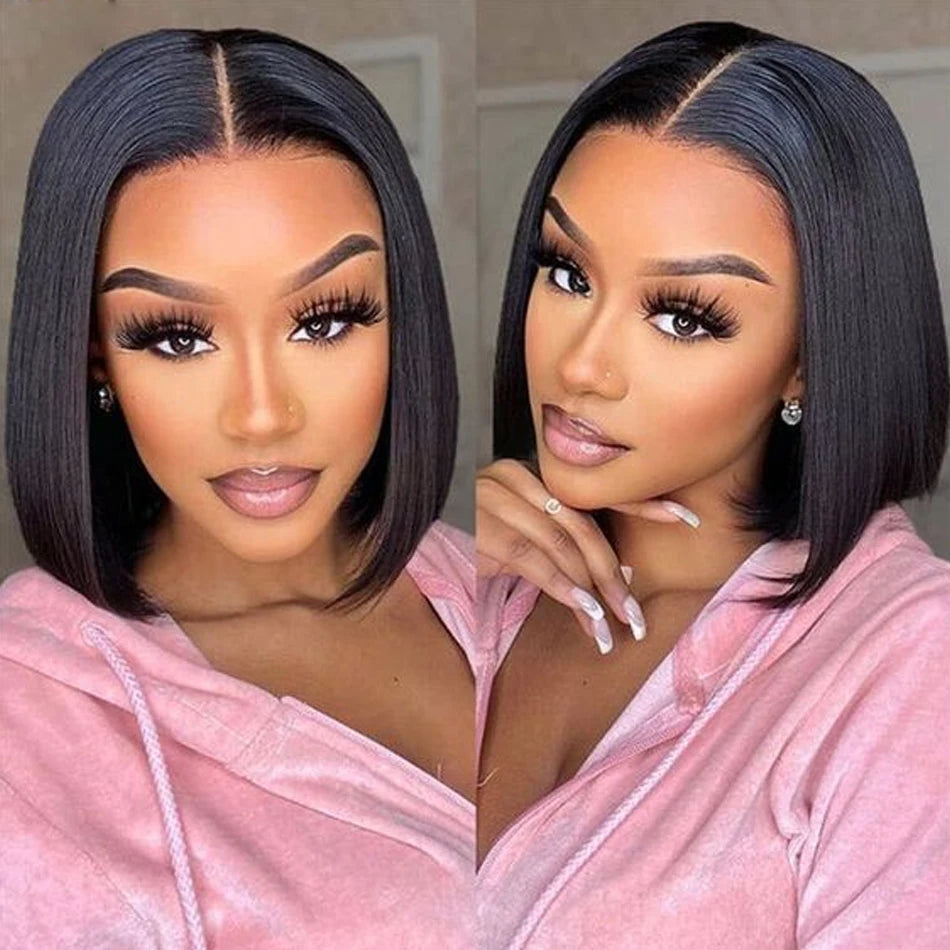 Wear Go Glueless Bob Wig Lace Front Human Hair Wigs Short Pre Plucked Straight 13x4 HD Transparent Lace Frontal Wig Bob on Sale