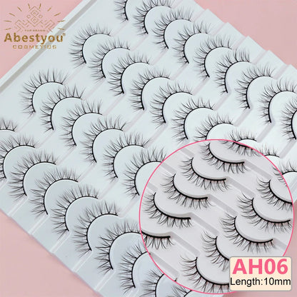 Abestyou 8mm 20Pairs Invisible Strip Soft Clear Band 3D Faux Mink Wispy Eyelash Korea High Quality Short Reusable Lashes Make-up