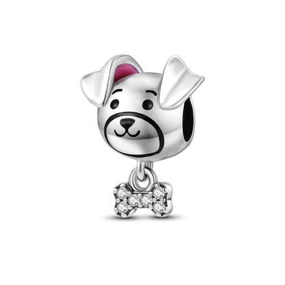 Dog Pet Charms 925 Silver Doggy Paw French Bulldog Bones Beads fit Original Pandora Bracelet DIY Fine Jewelry