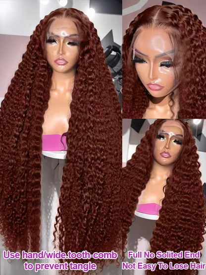 Deep Curly Wigs Human Hair Chocolate Brown 13x4 13x6 Hd Lace Frontal Wig Colored Water Wave Lace Front Wig for Women 30 36 Inch