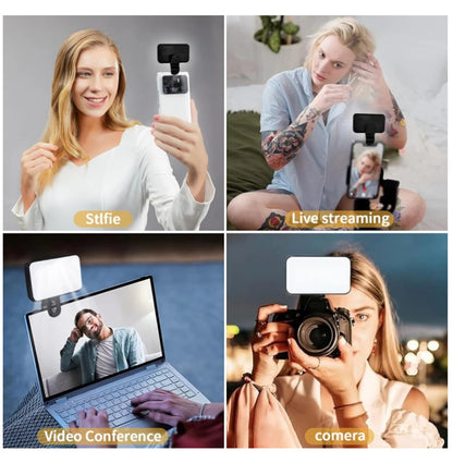 New 3 Modes Adjustable Brightness Portable Mini Selfie Fill Light Rechargeable Clip On For Phone Laptop Tablet Meeting Make Up