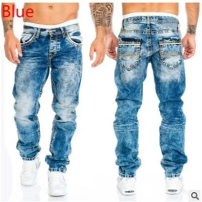 European and American 2024 New Fashion Jeans for Men, Casual Straight-leg Hip-hop Denim Trousers with Visible Stitching. S-5XL