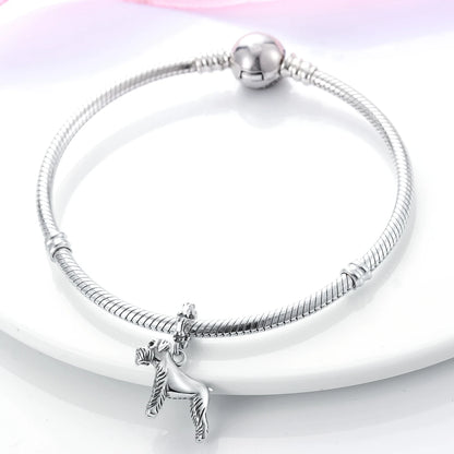 Dog Pet Charms 925 Silver Doggy Paw French Bulldog Bones Beads fit Original Pandora Bracelet DIY Fine Jewelry