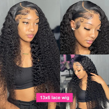 Hd Lace Wig 13x6 Human Hair Pre Plucked Curly Wig 40 Inch Deep Wave Frontal Wig Water Wave Lace Front Wig Brazilian Hair Wigs