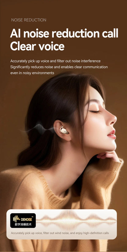 MZYMI M72 Sleep Earbuds Invisible Wireless Bluetooth5.3 HiFi Sound Sport Earphones TWS Noise Reduction Headphones With Mic