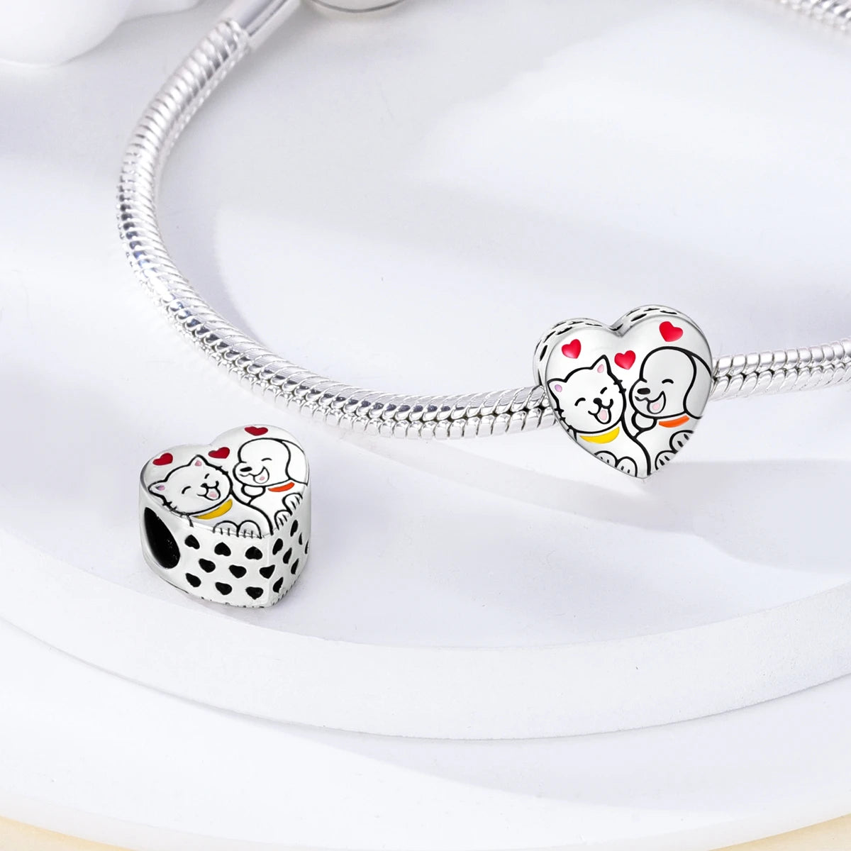 Dog Pet Charms 925 Silver Doggy Paw French Bulldog Bones Beads fit Original Pandora Bracelet DIY Fine Jewelry